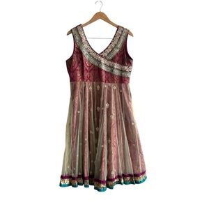 Traditional Beaded Criss Cross Sleeveless Kurta